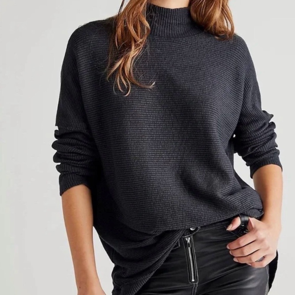 We The Free | Charcoal Black Casey Rib Tunic Sweater